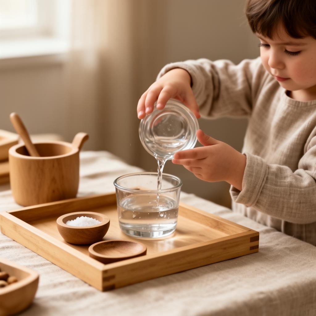 Child practicing pouring